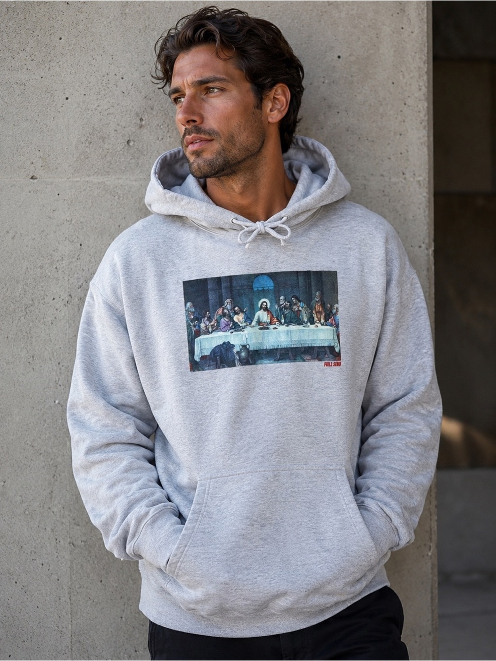 NELK BOYS Full Send Last Supper Grey Hoodie XL